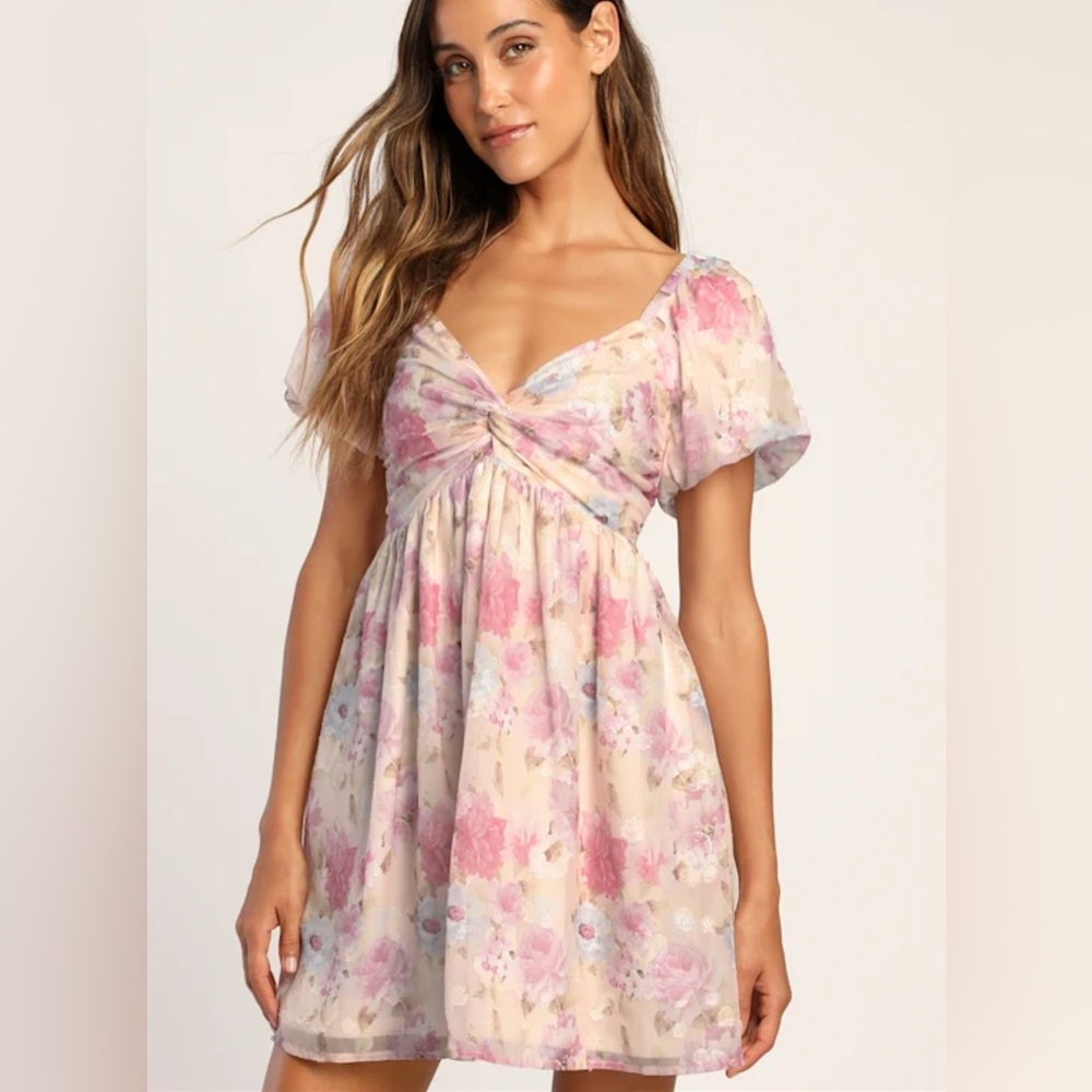 Lulu's Pink Floral Mini Dress